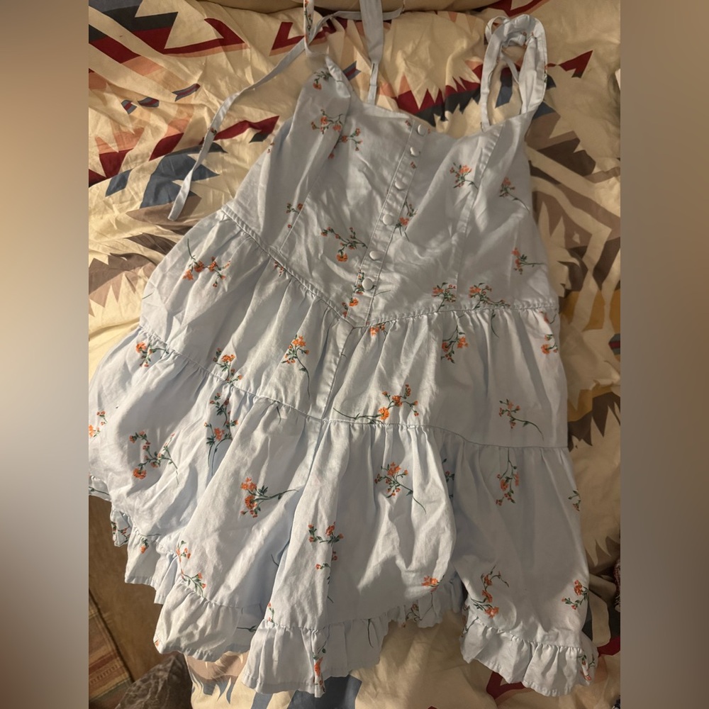 Floral Tiered Dress in Light Blue
